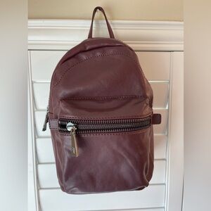 Frye Lena Leather Zipper Backpack Burgundy wine